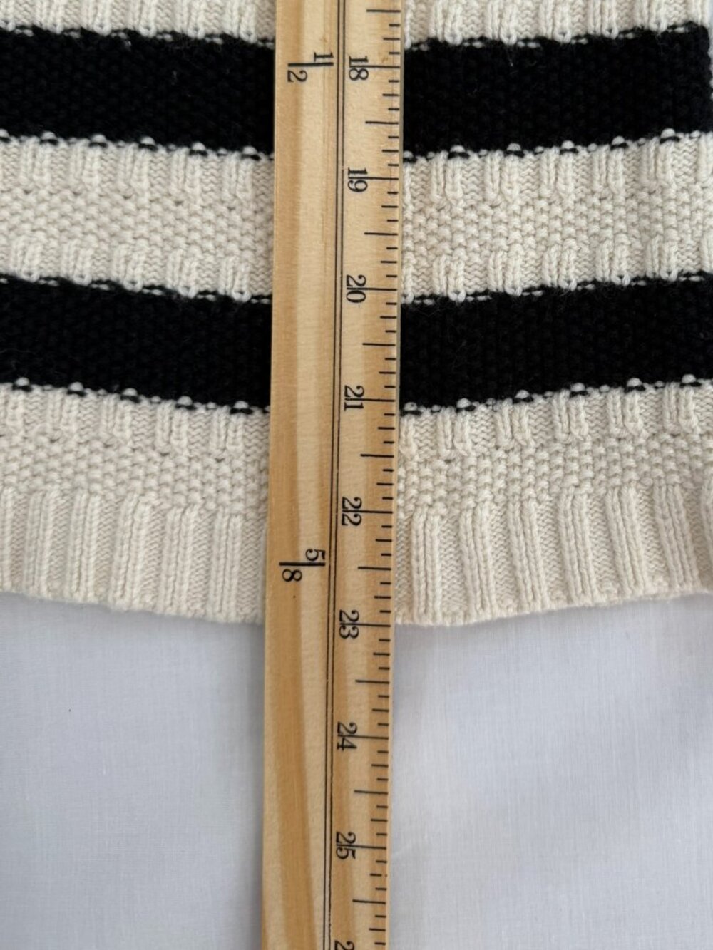 J.Jill Wearever Striped Knit Cardigan Black Cream Button Front Small Petite - Picture 7 of 9